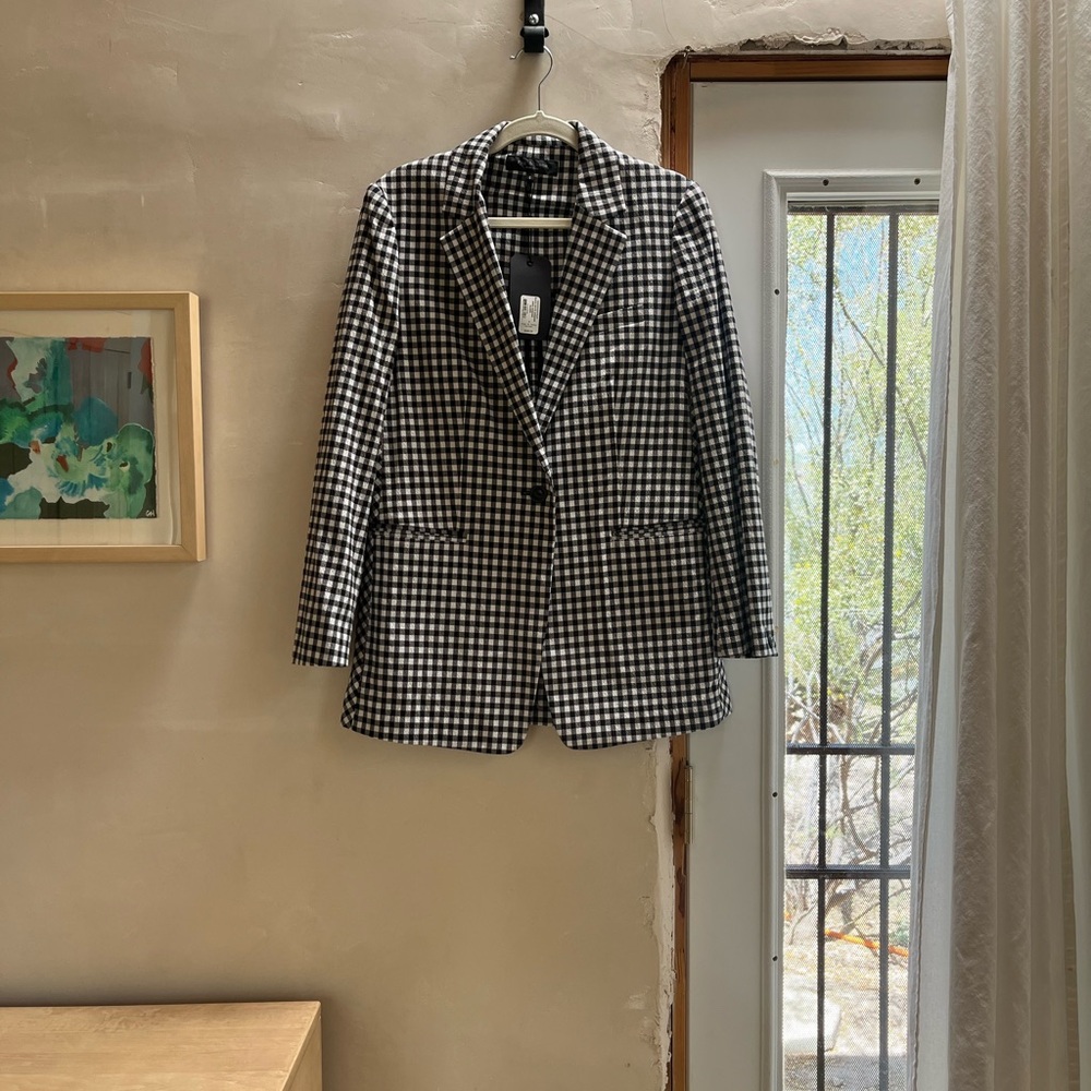 Rag & Bone Black and White Gingham Blazer